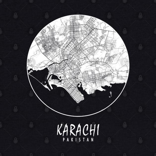 Karachi, Pakistan City Map - Full Moon by deMAP Studio